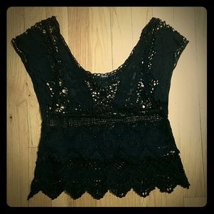 🚫UNAVAILABLE🚫 Forever 21 Laced Black CropTop